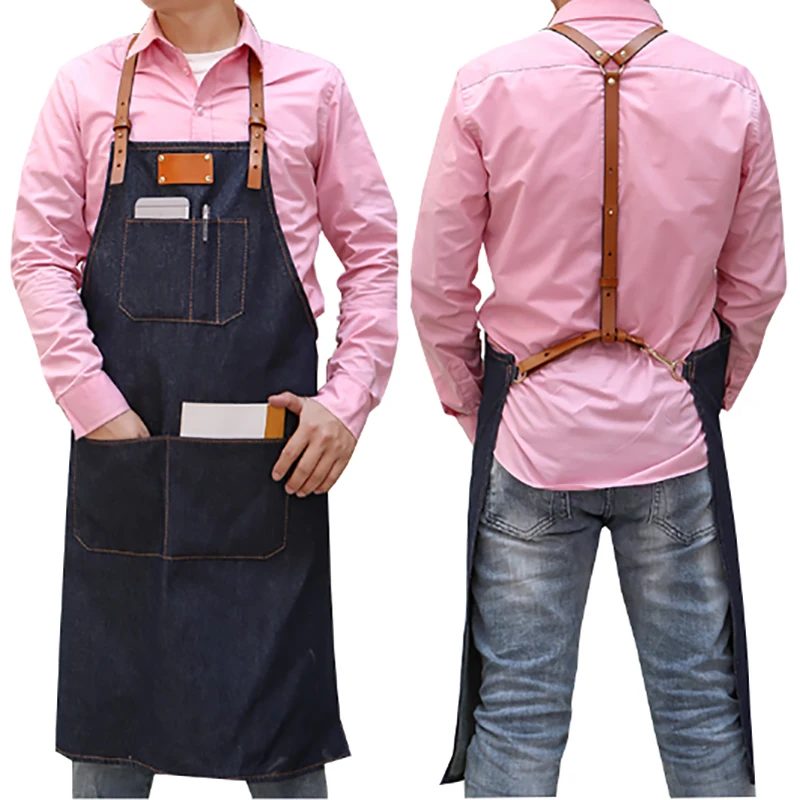 SenYue Fashion Canvas Apron Coffee Shop And Barber Working Bib Cooking Kitchen Aprons For Woman Man Custom Logo | Дом и сад