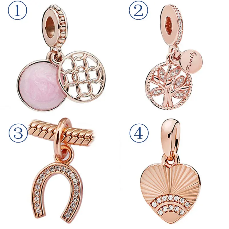 

Rose Gold Patterns of Love heart Horseshoe Fan of Love Heart Shell Beads Fit Pandora Bracelet 925 Sterling Silver Charm Jewelry