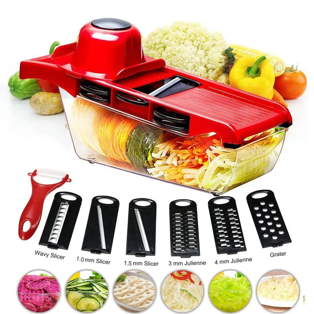

Vegetable Cutter with Steel Blade Mandoline Slicer Potato Onion Peeler Carrot Cheese Grater Dicer Vegetable Fruit Kitchen Tools