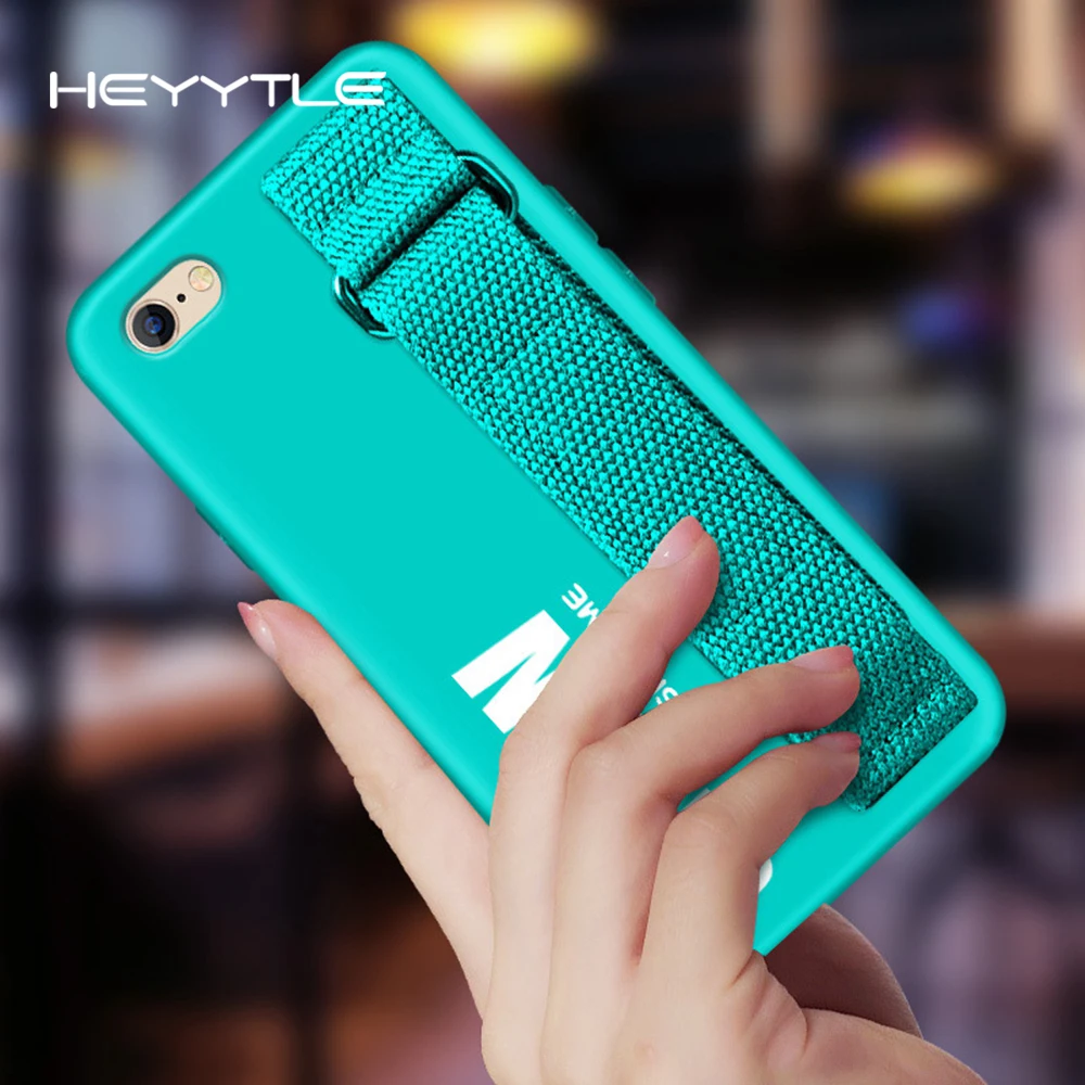 

Hettyle Fashion Ultra thin Wristband Case For iPhone 8 7 Plus 6 6s 9 Solid Color Hard Cover For iPhone XS MAX XR X Bracket Coque