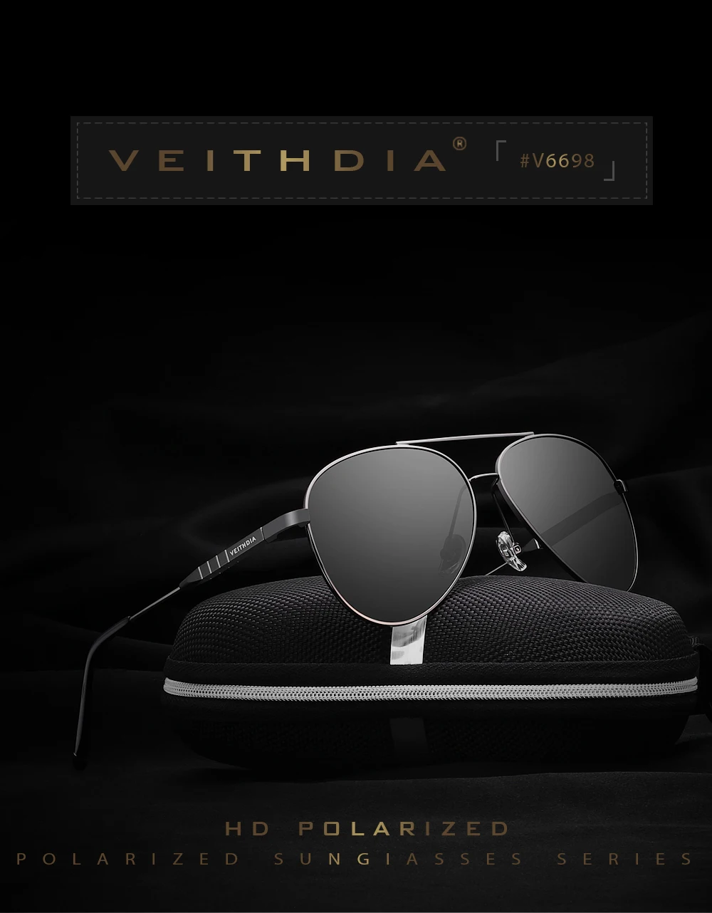Бренд veithdia дизайнерские солнцезащитные очки поляризованные мужские солнцезащитные очки Oculos de sol мужские аксессуары для мужчин/женщин 6698