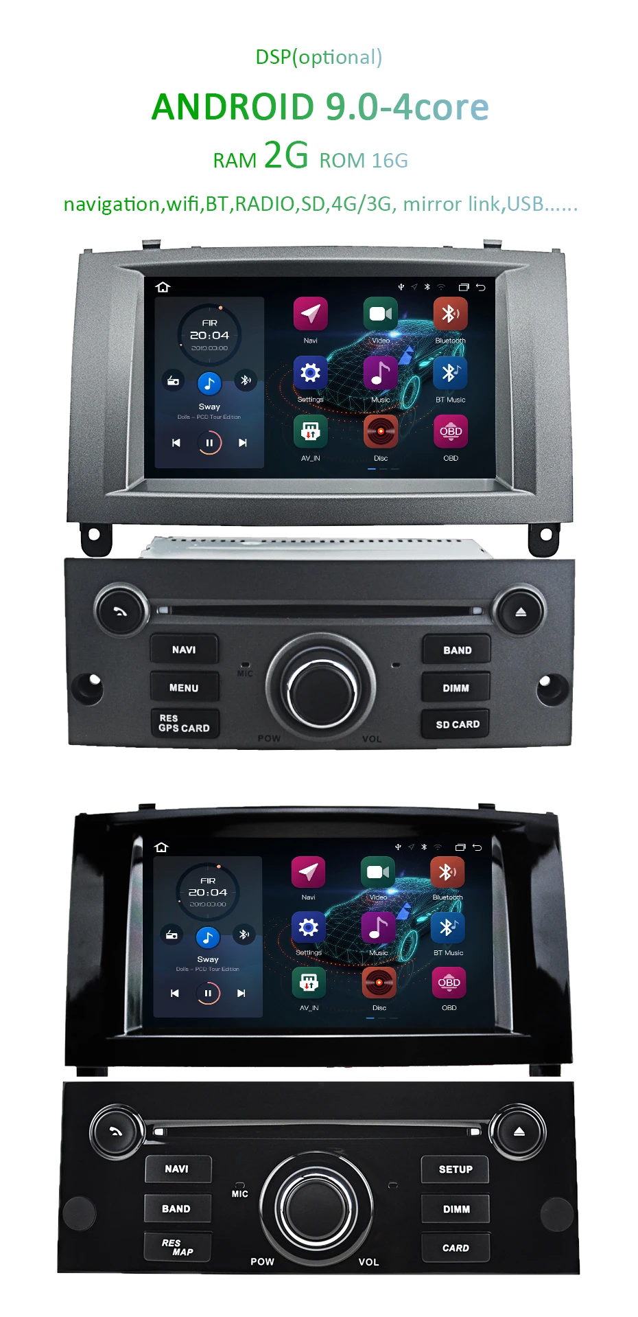 Flash Deal Android 9.0 DSP Auto GPS for Peugeot 407 2004 2005 2006 2007 2008 2009 2010 Multimedia Screen Navigation Stereo Radio DVD Player 1
