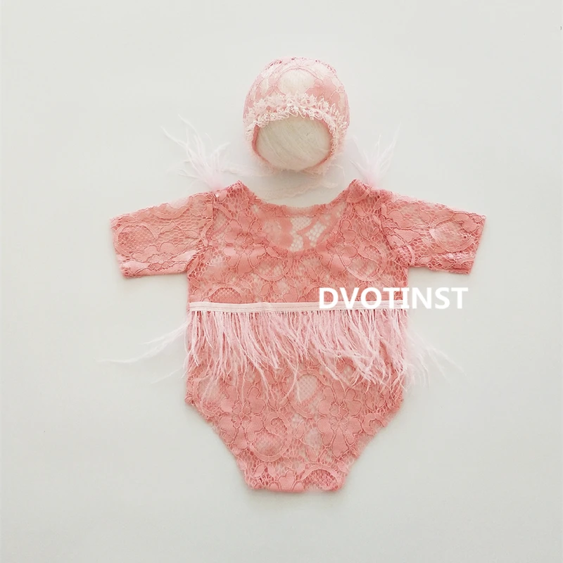 Adereços para o Bebê Dvotinst Newborn Fotografia Crochê Malha Rendas Roupas Macacão Acessórios Estúdio Foto Adereços 3 Cheap Chapéus e bonés