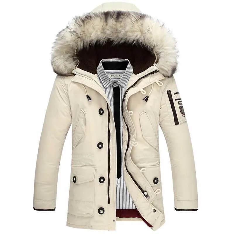 

2019 New Casual Brand White Duck Down Jacket Men Winter Warm Long Thick Male Overcoat Faux Fur Windproof coat Parkas