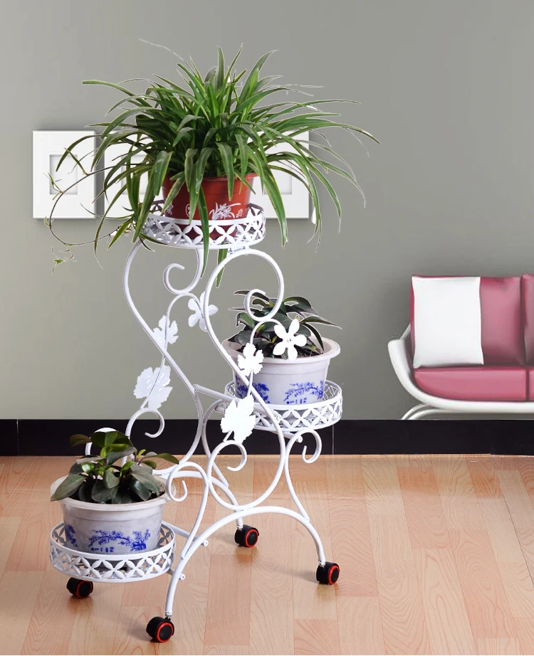 83*42cm european balcony fower pots shelf with wheel and brake garden