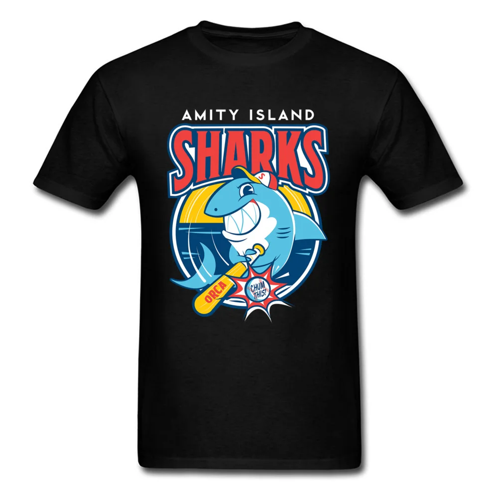 Tops T Shirt amity island sharks 5629 Summer Retro Normal Short Sleeve 100% Cotton Crew Neck Men Top T-shirts Normal Tee Shirts amity island sharks 5629 black