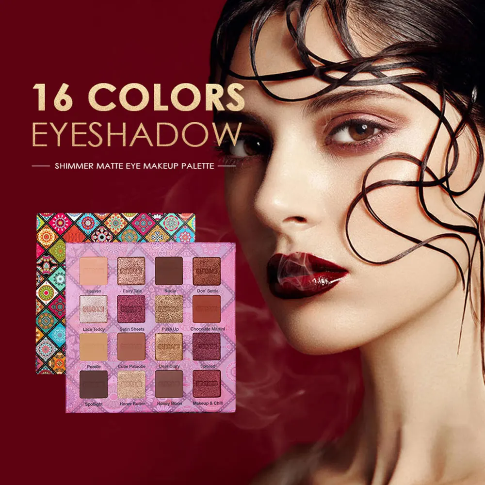 GUICAMI 16 цветов блестящие матовые тени для век Палитра кремовые мягкие обнаженные тени для век мерцающий пигмент металлик макияж декоративная косметика