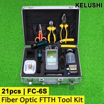 

Economic FTTH Fiber Tool Kit 21 pcs in one FC-6S Fiber Cleaver with Visual fault locator and fiber optical stripper/power meter