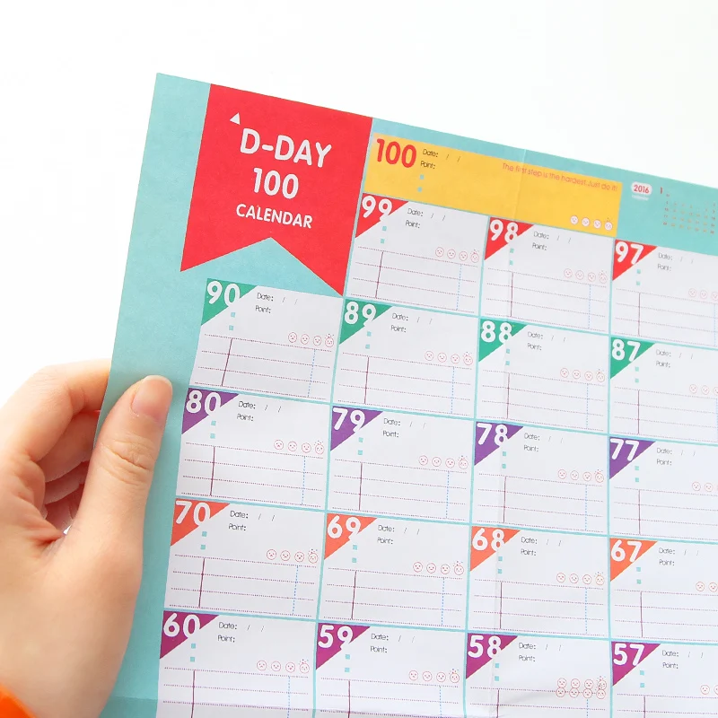 5 шт. 100-Day-обратного отсчета Календари и станок и расписание для школьные принадлежности и канцелярских товаров