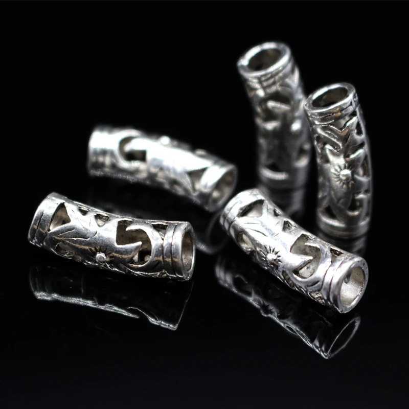 

22x7.5MM Tibetan Antique Silver Spacer Beads DIY Beads Jewelry Making Chunky European Bead Fit Charm Bracelets 10Pcs/Lot