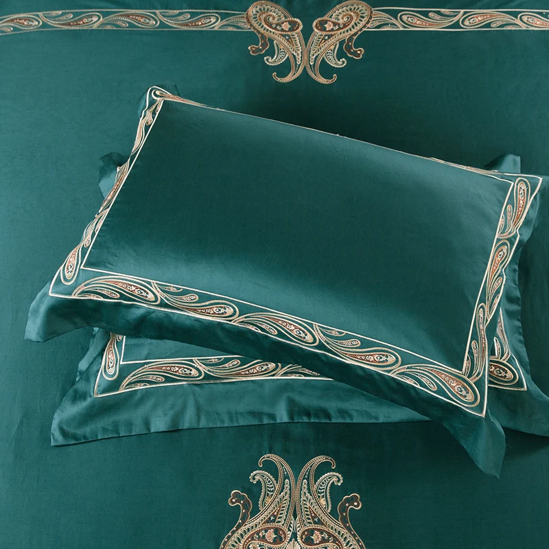 Waliicorners 60SEgyptian Cotton Embroidered Luxury Royal Bedding Set 4/6Pcs King Queen Size Duvet Cover Bed Sheet set Decorative Pillowcases 40 2