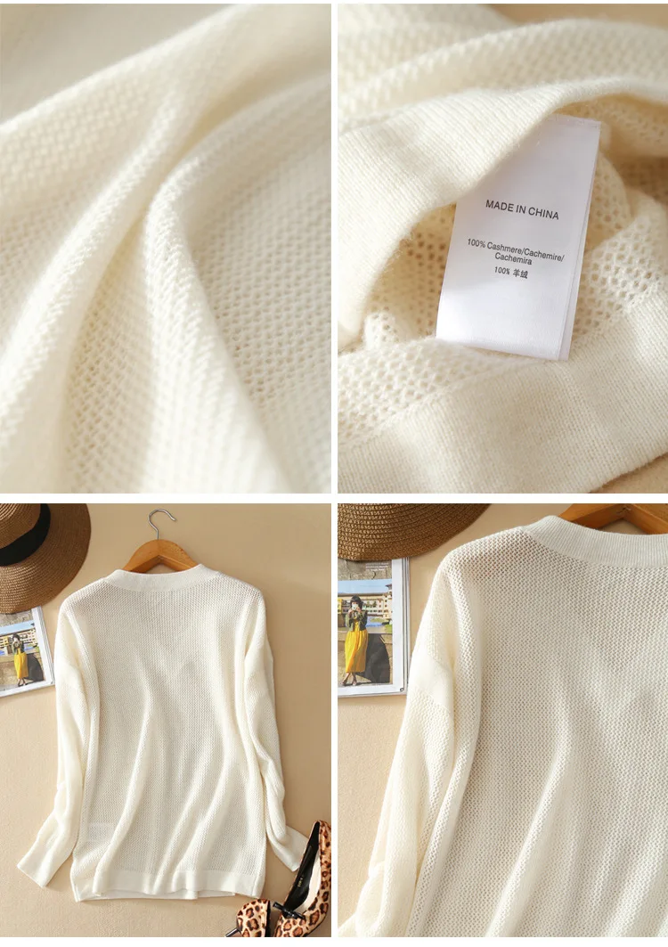 Весна белый кашемировый свитер женский чистый кашемир женский свитер джемпер с v-образным вырезом пуловер с длинным рукавом