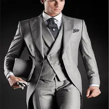 Jaquetas masculina светло-серые смокинги друзей жениха платья мужские свадебные костюмы terno de noivo(куртка+ брюки+ жилет+ галстук) EMS