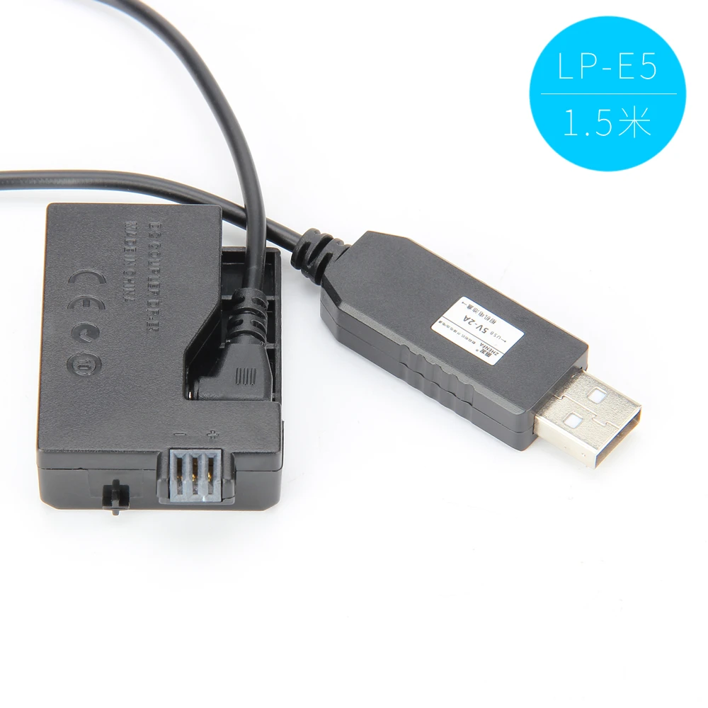 5 В USB ACK-E5 DC адаптер питания приводной кабель LP-E5 питания манекен батарея DR-E5 DC муфта сцепление для Canon EOS 450D 500D 1000D XS XSi