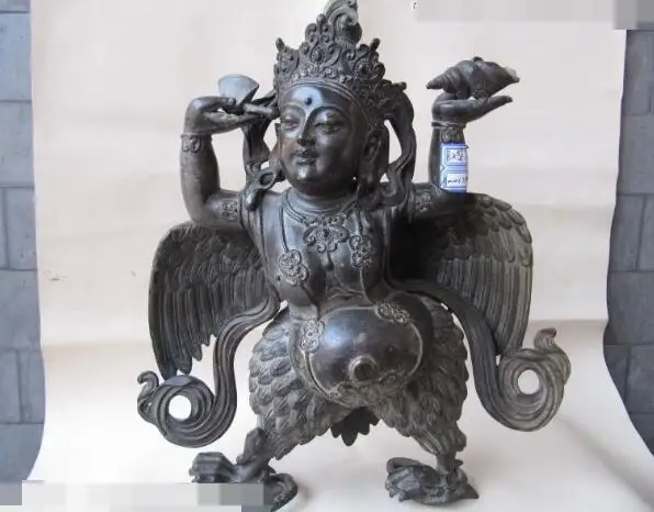

S02148 Tibet Buddhism pure bronze Copper VaJra Flying Tantric Garuda God Buddha Statue