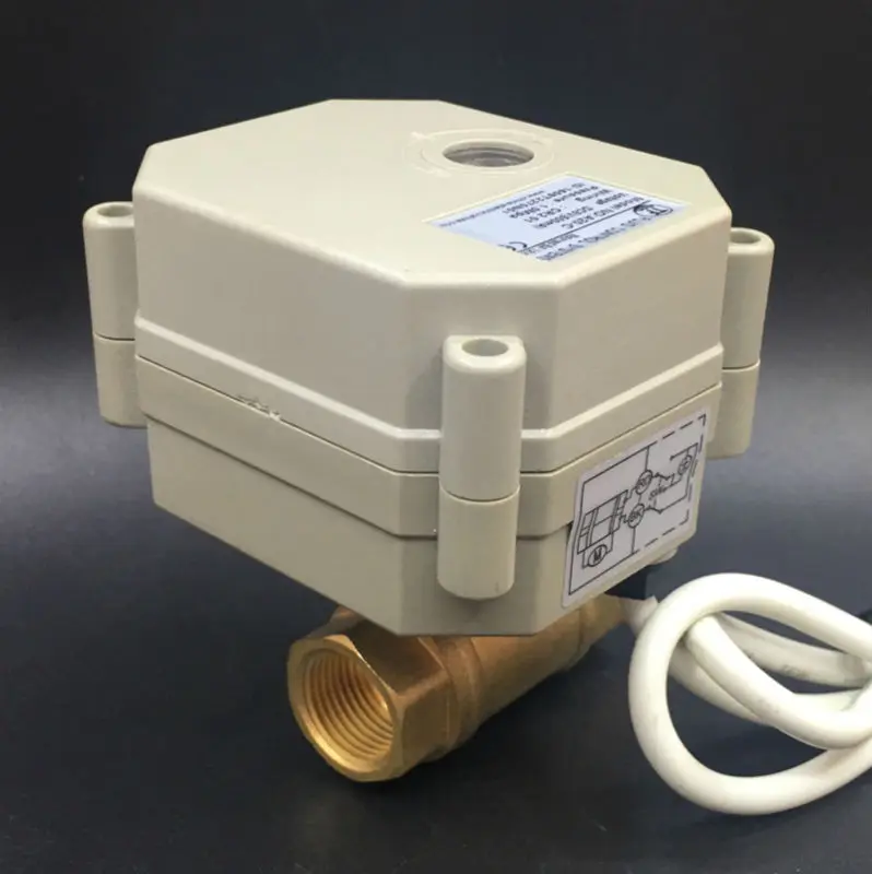 Free Shipping 2-Way BSP 3/8'' AC110-230V 2/5 Wires Brass DN10 Normally Open/Closed Motorized Ball Valve With Indicator TF10-B2-C