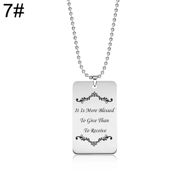 Quotes Pendant Necklaces Inspirations Saying Stainless Steel Engraving