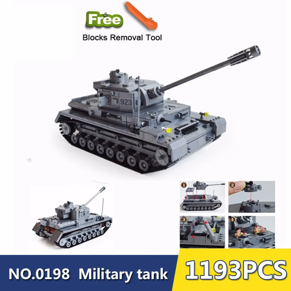 

82010 1193 Large Panzer IV Tank Building Blocks DIY Bricks Set Educational Toys For Children Compatible Legoingly City tank
