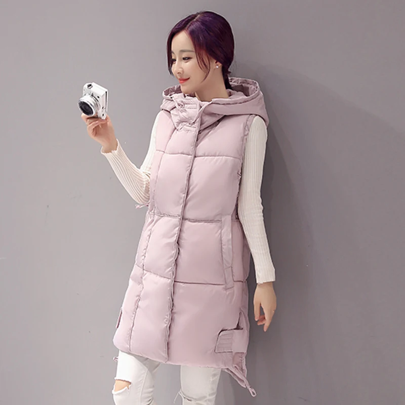 Swenearo New Brand women vest Winter jacket Hooded Thicken Warm Long Casual Cotton Padded Waistcoat female Sleeveless waistcoat Swenearo New Brand women vest Winter jacket Hooded Thicken Warm Long Casual Cotton Padded Waistcoat female Sleeveless waistcoat