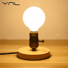 Винтажная настольная лампа, Ретро деревянный пластиковый патрон, штепсельная вилка стандарта ЕС/США, E27, 220 В, Настольная прикроватная лампа, держатель, ночной Светильник