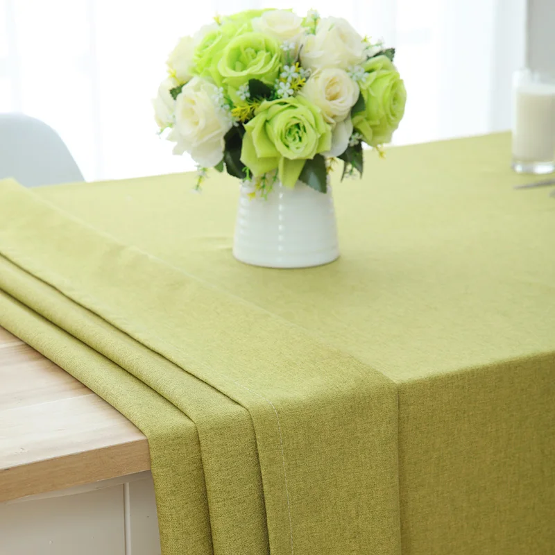Квадратная скатерть круглая Свадебная вечеринка в отеле скатерть для стола льняная нордическая твердая Водонепроницаемая скатерть для обеденного стола - Цвет: Matcha green