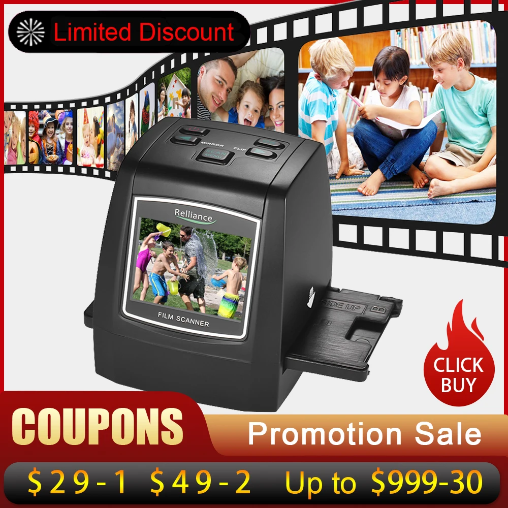 

2.4in TFT LCD High-Resolution 14MP/22MP Film Scanner Convert 35mm/135mm film Monochrome Slide Film Negative into Digital Picture