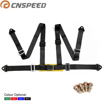 

Car Auto Safety Seat Belt 4 Point Snap-In 2" Racing Vehicle seat belt with Harness Safety Belt Clip Blue Black Red YC100857