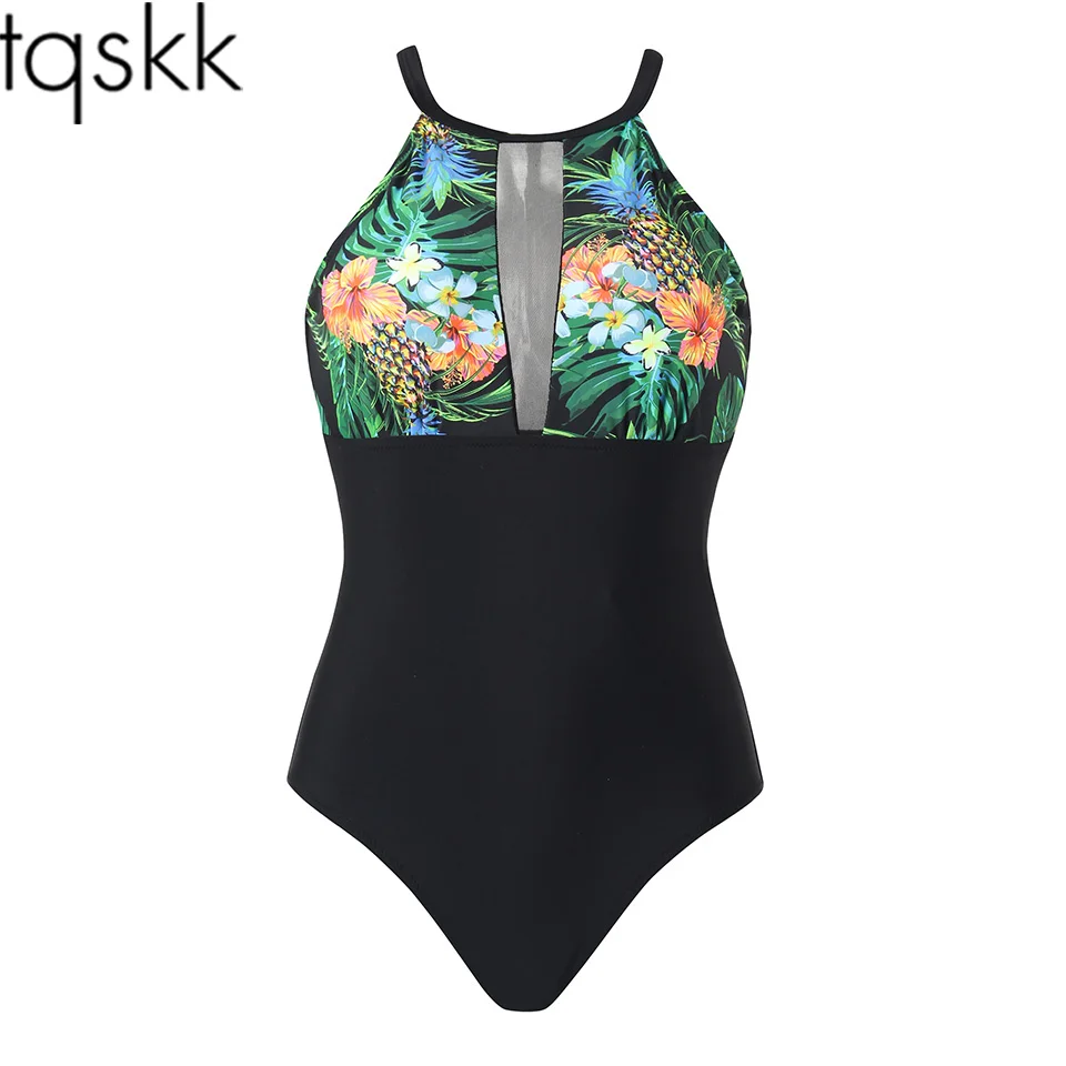 TQSKK 2019 New Arrival Sexy One Piece Swimsuit Female Swimwear Women Beach Print Monokini Retro Bathing Suit Swim Wear | Спорт и