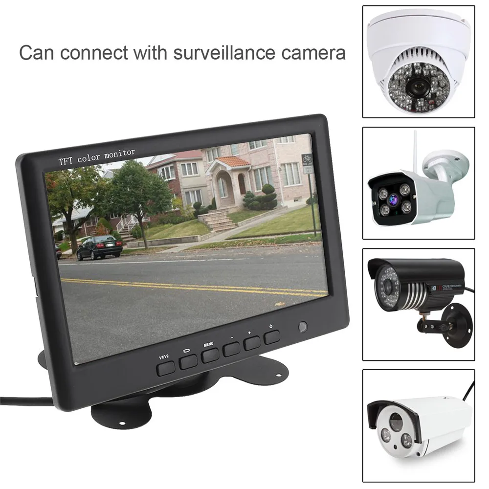  7 Inch TFT LCD Display HD Color Car Rear View monitor 2 Channels Video Input for Car Rear View Reve