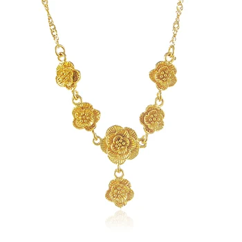 

Exquisite Flower 24K Yellow Gold Color Jewelry Gold Plating Pendant Necklace for Women Graceful Gift Colar de pingente Delicate