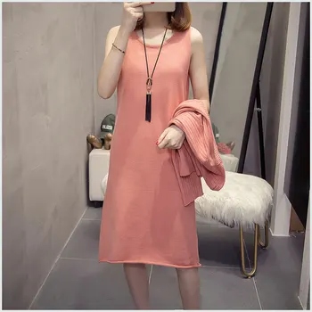 

Large Size Ladies Dress Suit Two Piece Set 2018 Women's Sleeveless Sweater Dress And Long Sleeve Knitting Sweater Cardigan