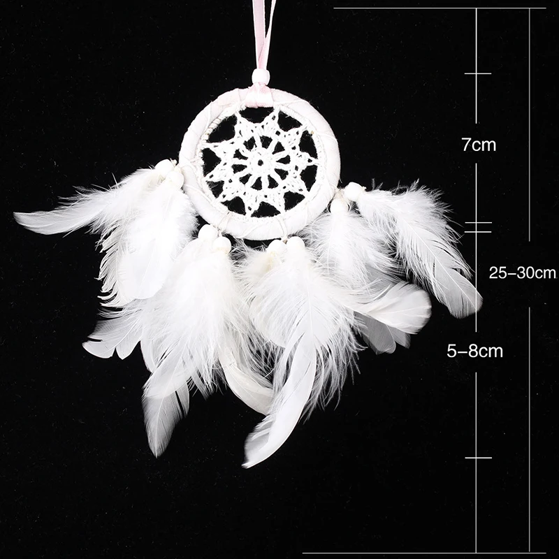 New White Feather Beads Dream Catcher Wall Hanging Car Room Decor Ornament