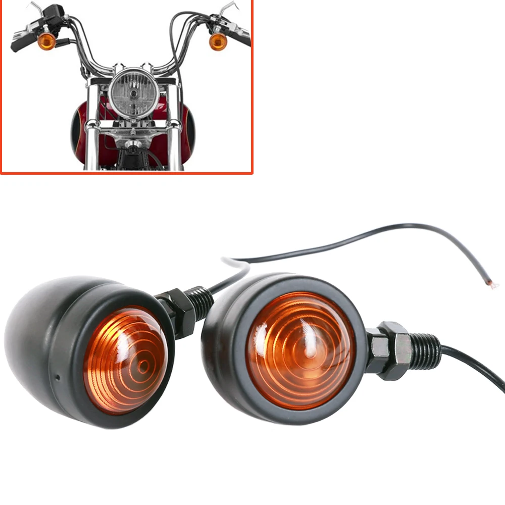 cheap Motorcycle 1Pair 12V Bullet Turn Signal Indicator Lights Lamp Fit for Harley Bobber Chopper Yamaha Suzuki Kawasaki Dirt Bike
