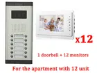 Apartment 12 Unit Intercom Entry System Wired Video Door Phone Audio Visual