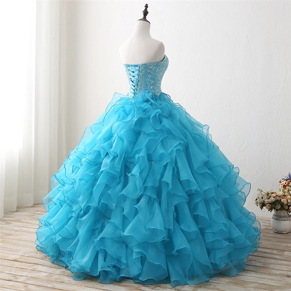Bealegantom Милая Синий Бальные платья бальное платье с бисером куртка Сладкий 16 Vestidos De 15 Anos QA1310