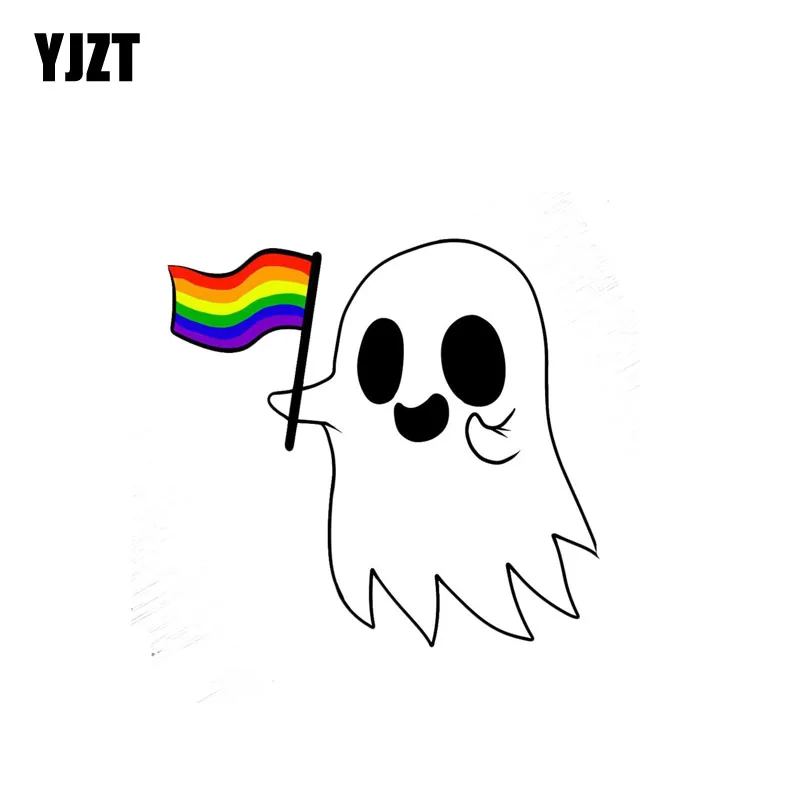 

YJZT 12.7CM*11.9CM Ghost Flag Gay Reflective Decal Car Sticker Funny Decorate PVC 12-0976