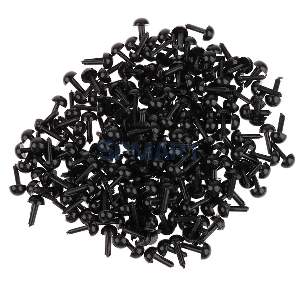 200pcs Plastic Safety Eyes Craft Eyes for Doll Puppet Bear Plush Animal Felting Toy Arts Making 5MM Black