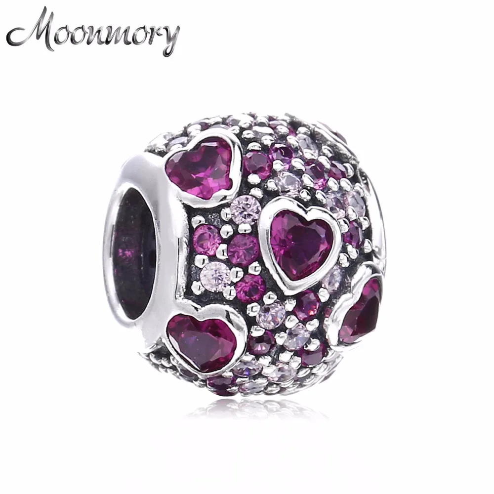 

Moonmory 925 Sterling Silver Explosion of Love Charm With Mix of Pink and Red CZ Fit For Bracelet & Bangles Valentine's day Gift