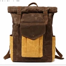 Mochila de lona marrón/amarillo/negro/gris para estudiantes universitarios, mochila grande vintage verde militar, mochila de viaje para la escuela, nuevas mochilas de moda para hombres