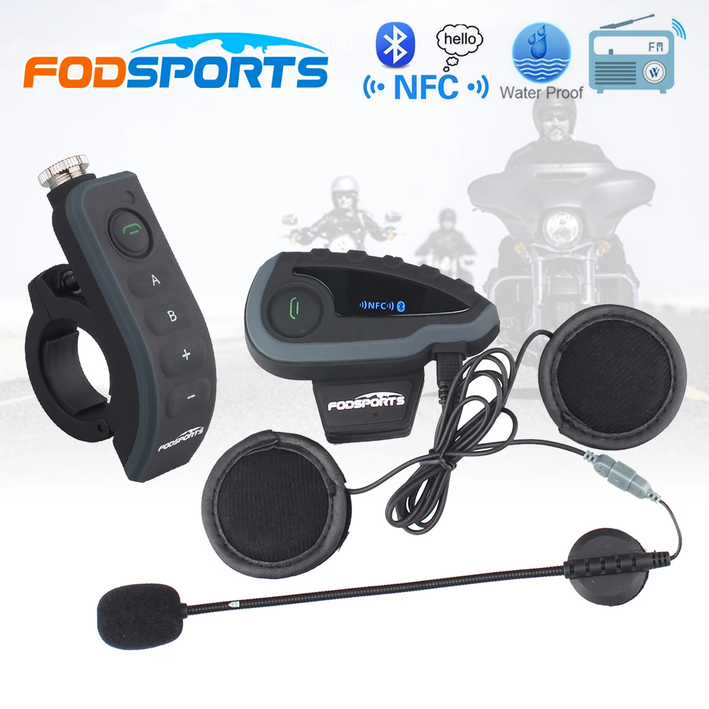 

Fodsports V8+Remote Control 5 riders motorcycle bluetooth helmet intercom bt interphone headset with FM moto intercomunicador