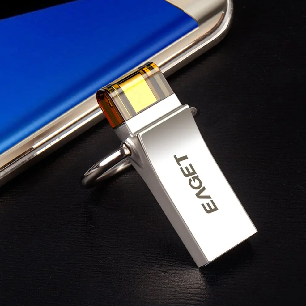 EAGET V90 USB 3,0 Micro USB OTG 32G Флешка водонепроницаемый флеш-накопитель металлический флэш-диск с кольцом для ключей для телефона Android PC ноутбука