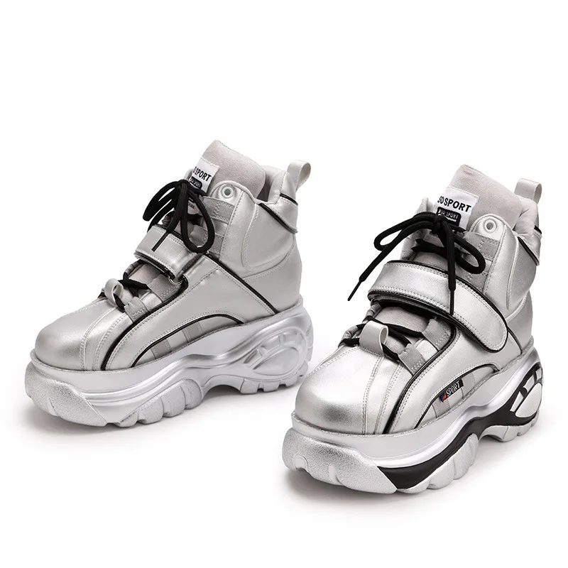 JINBEILEE Autumn and Winter Women's Models Increase The Height of Shoes, High-end Thick-soled Casual Shoes Hook & Loop sneakers