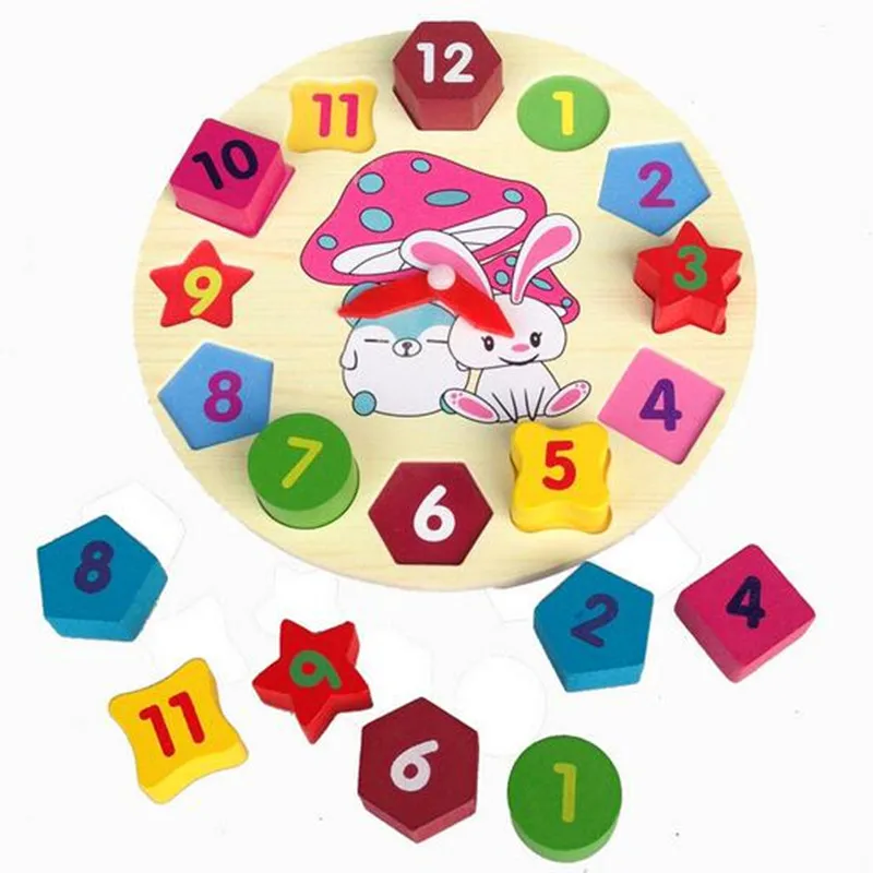 Игрушки Монтессори Обучающие деревянные игрушки для детей раннего обучения красочные цифровые геометрические Часы Подсчет математики игрушка