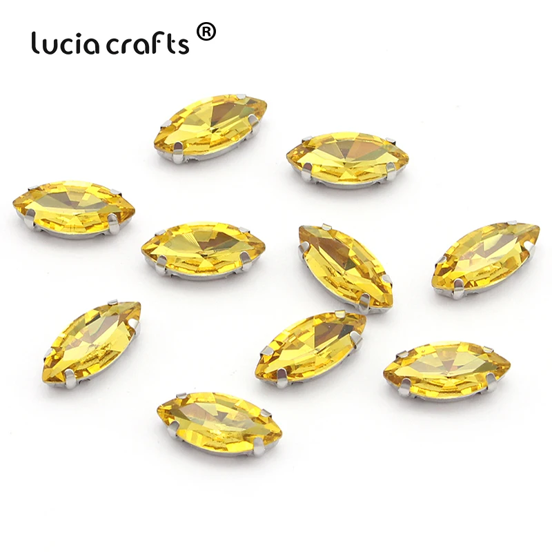 Lucia crafts 20 шт./лот 7*15 мм Овальный конский глаз из хрустального стекла пришивные