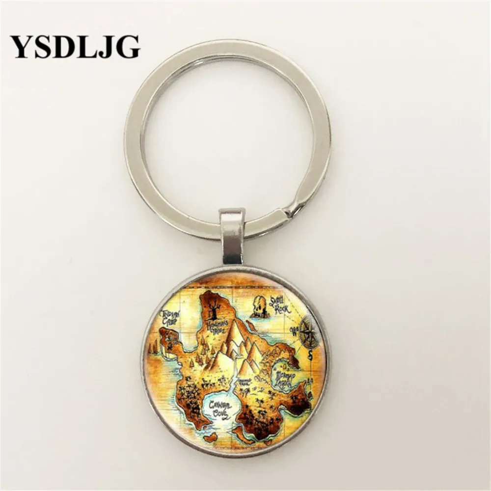 

Peter Pan Necklace map jewelry Peter Pan Round Glass Pendant Charm Keyring Round Glass Cabochons Supplies Craft Keychain Pendant