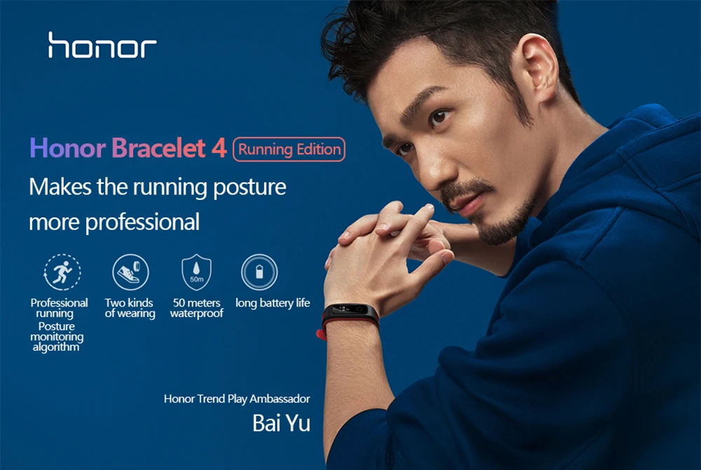 Huawei Honor Band 4 Беговая версия обуви-пряжка ударный фитнес-трекер версия Smart 50 м водонепроницаемый монитор сна