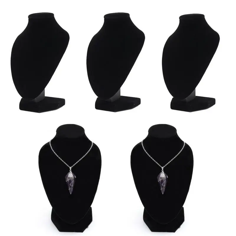 bincoco Black Velvet Jewelry Stand Bust Pendant Necklace Bracelets