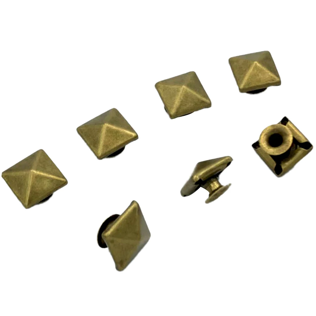 fityle 100Pcs Copper Leather Craft Rivets Square Pyramid Studs for DIY Belt Pet Collar Decor for Belt backpack shoes hat jeans
