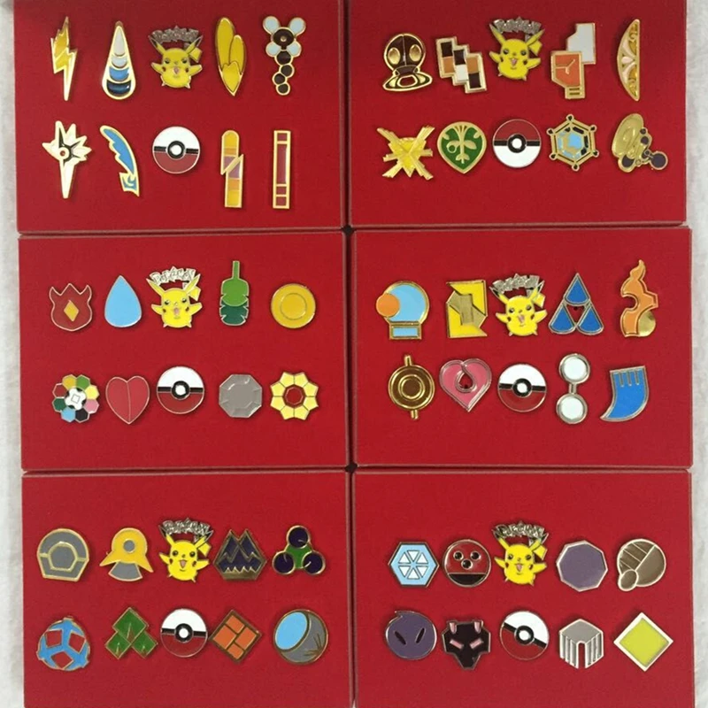 

2019 kongwal 10 pcs-Suit Cute Cartoon Pokemon Badges Gift Box Present for Child Animation Products Valentine's Day gift