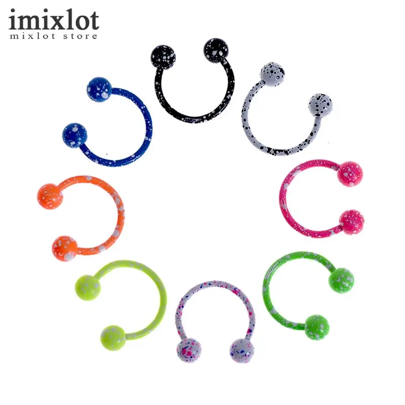 

8pcs/set Ball Head Horseshoe Piercing Womens Mens Nose Septum Ring Lip Nipple Eyebrow Rings Lobe Hoops Cartilage Earrings